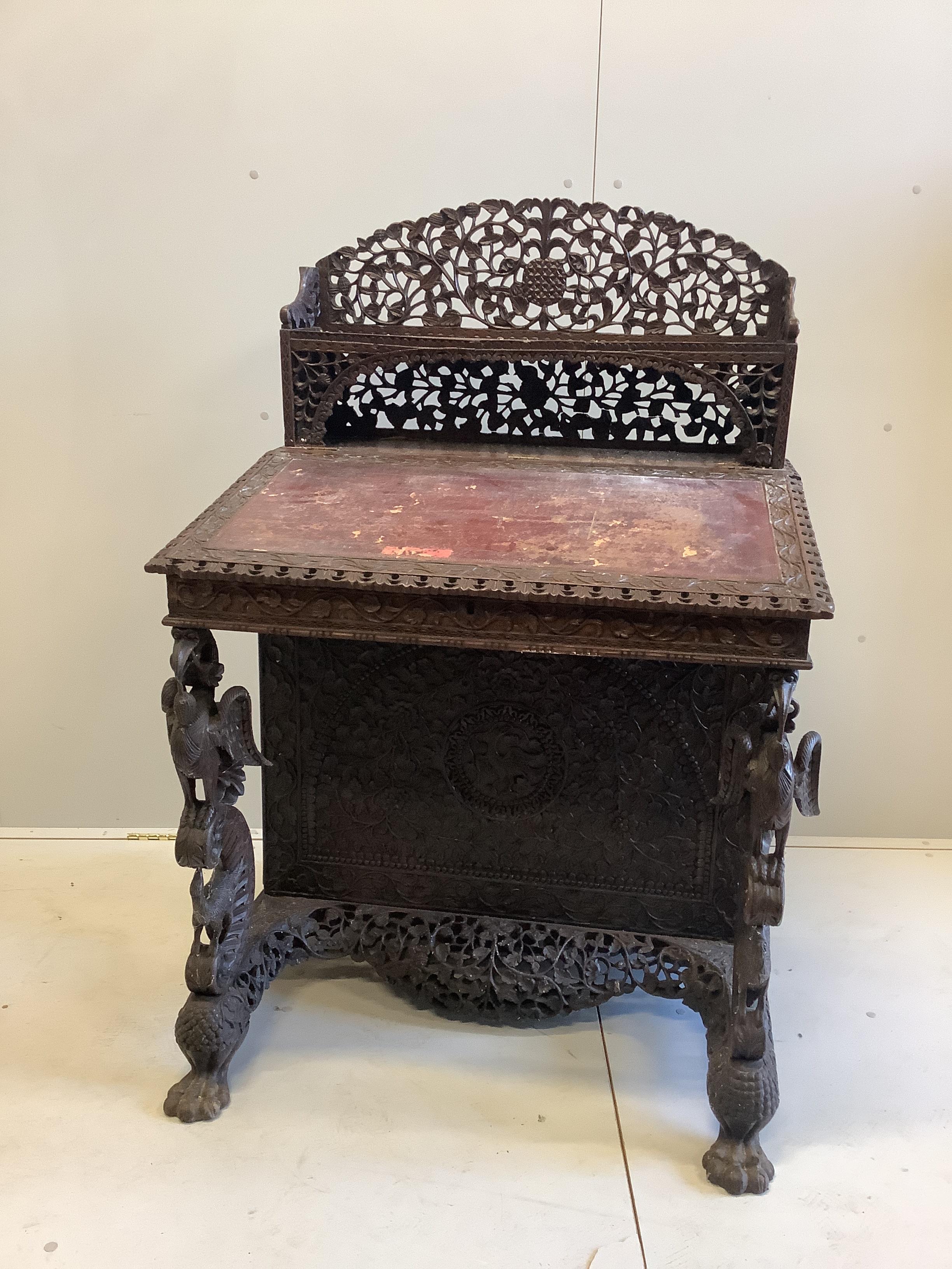 An Anglo Indian Davenport desk, width 86cm, depth 71cm, height 128cm